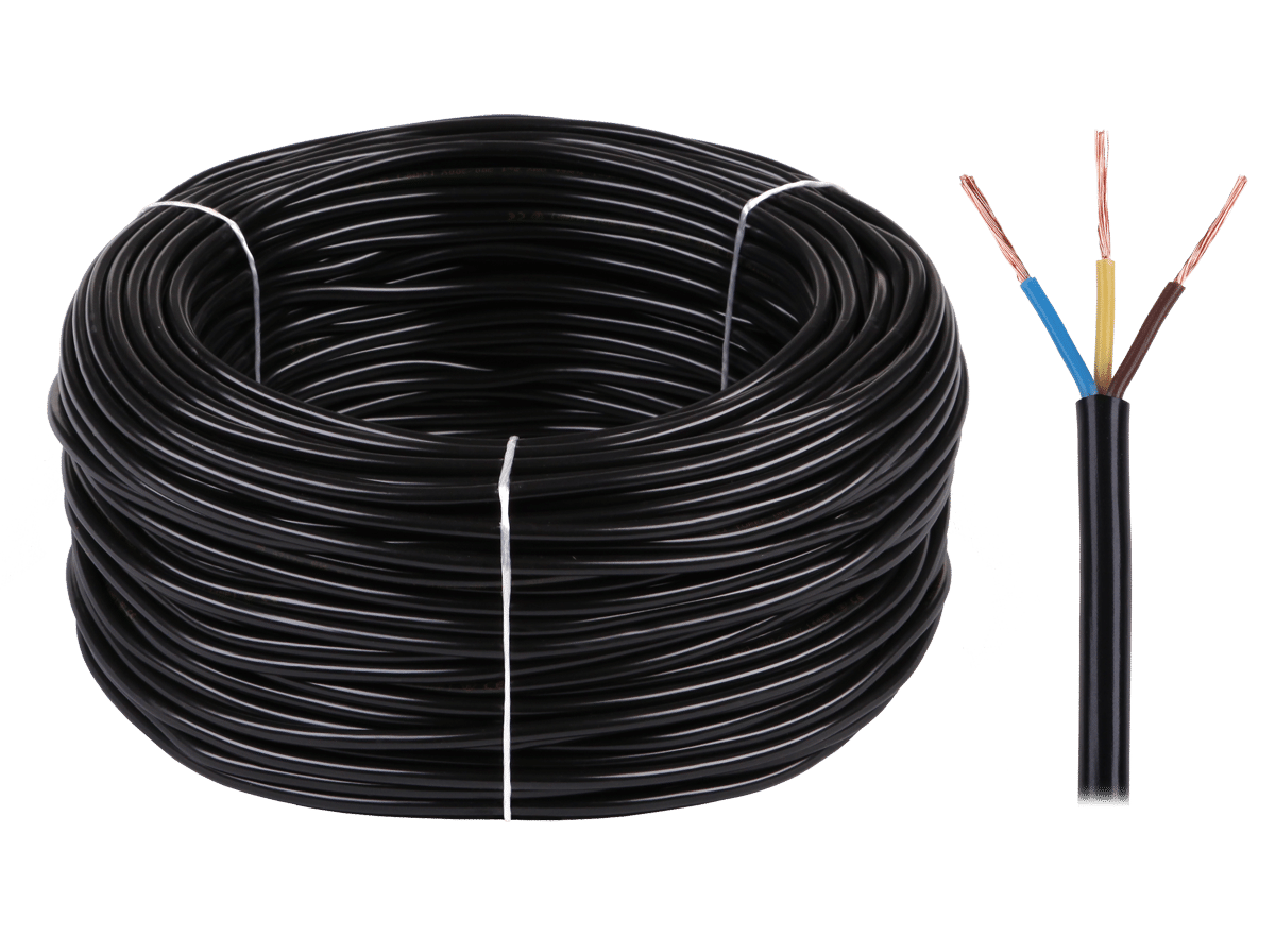 Stroomkabel - 3 x 1.00mm2 - 100 meter - H03VV-F Stroomkabel - 3 x 1.00mm2 - 100 meter - H03VV-F